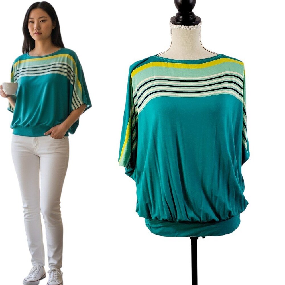 Max Studio Specialty SABINA Women’s Ribbed Waist Soft Draped Tunic Top - Medium